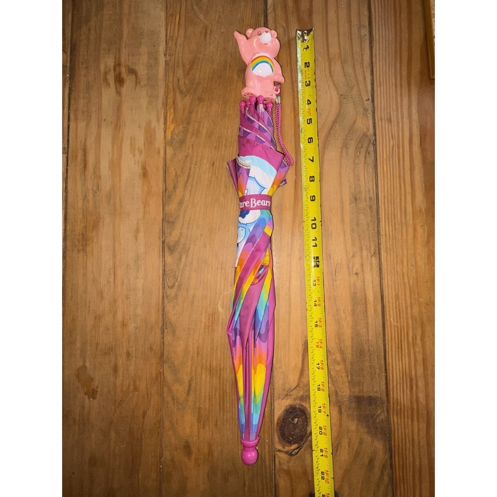 Vintage 2005 Care Bears Childrens Umbrella 21" Rainbow Rain Gear Works Great